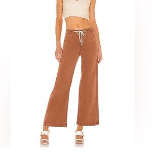 Paige Carly wide leg tie waist pants camel 25